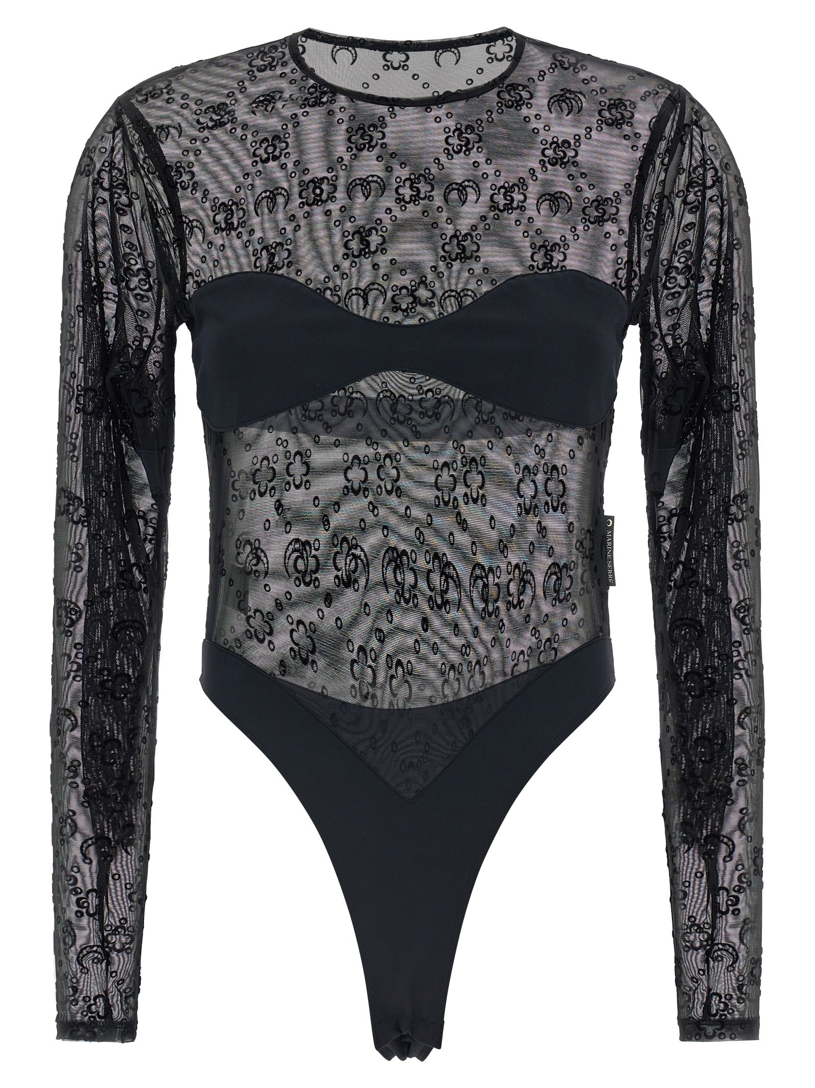 Moonogram Bodysuit Black Polyamide Tops