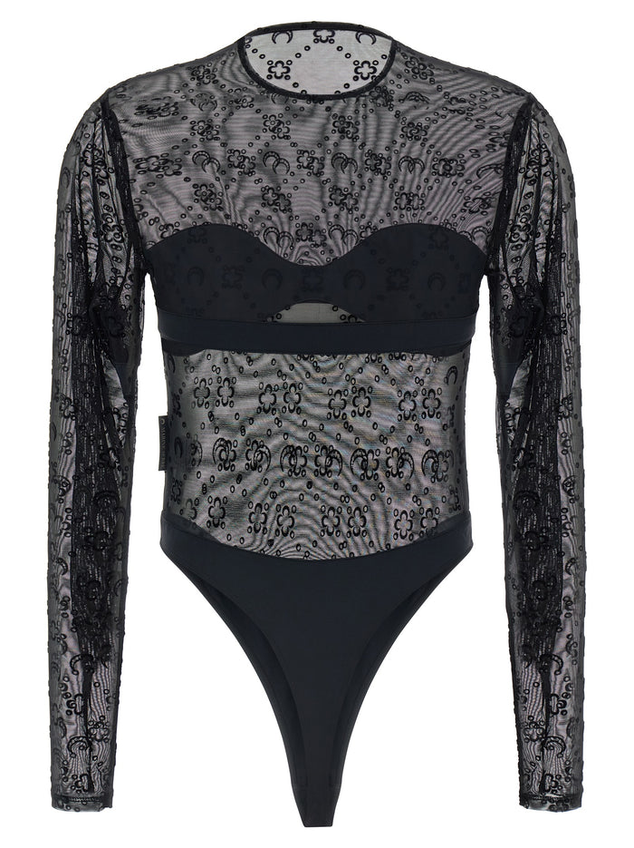 Moonogram Bodysuit Black Polyamide Tops