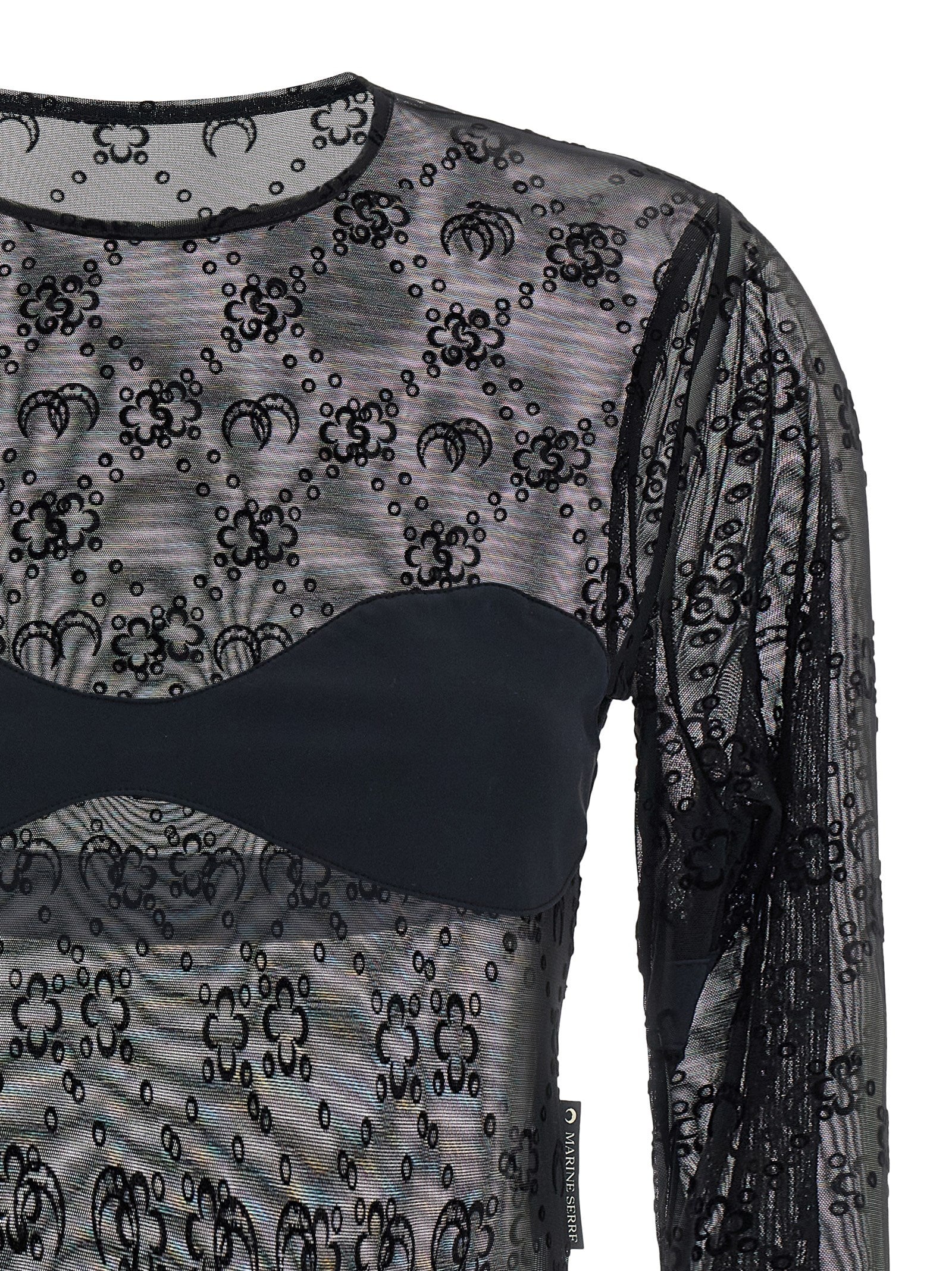 Moonogram Bodysuit Black Polyamide Tops