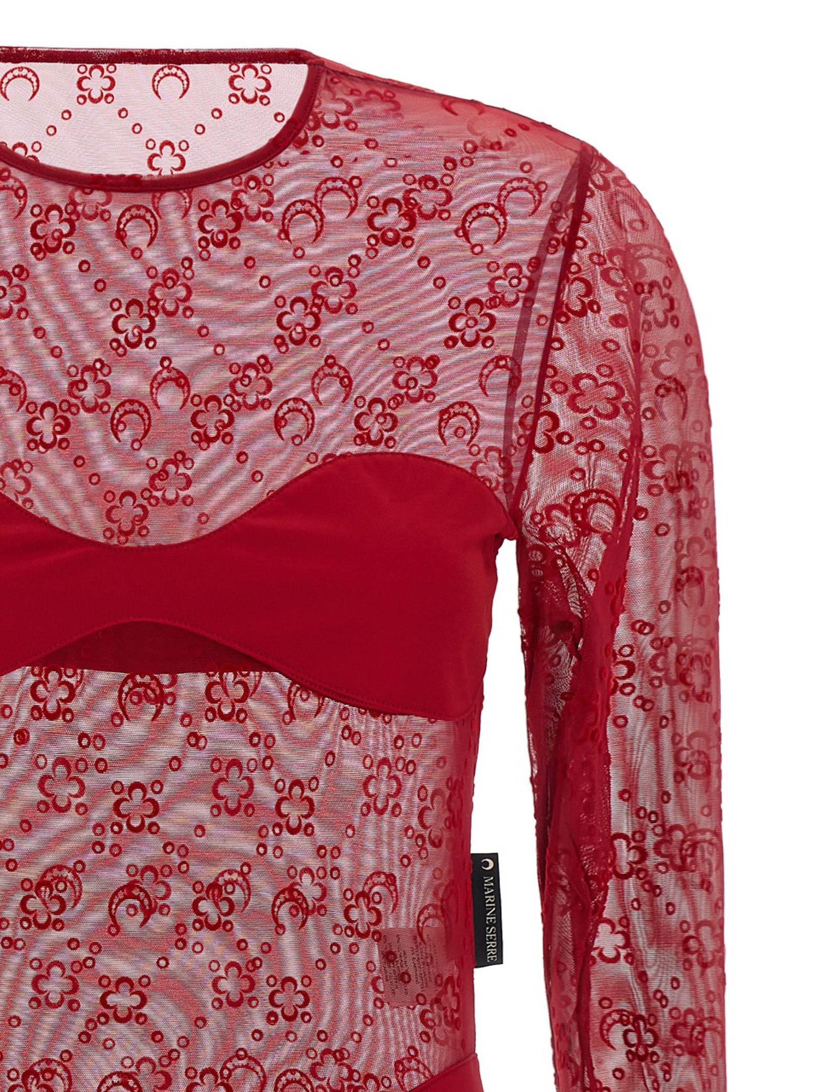 Moonogram Bodysuit Red Polyamide Tops
