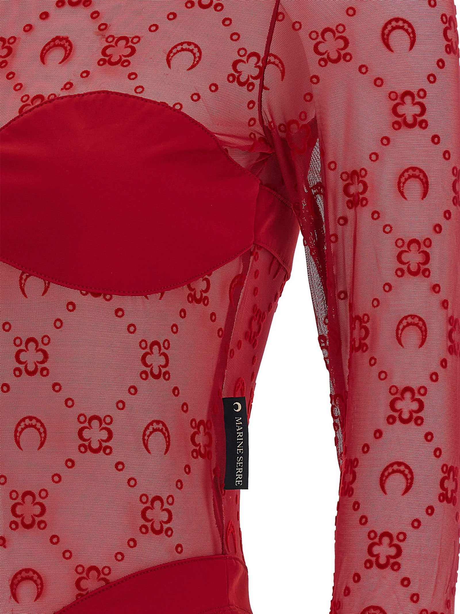Moonogram Bodysuit Red Polyamide Tops