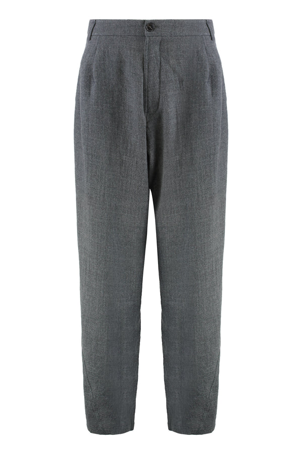 Wool Pants With Tapered Cut Grey Wide-leg Trousers