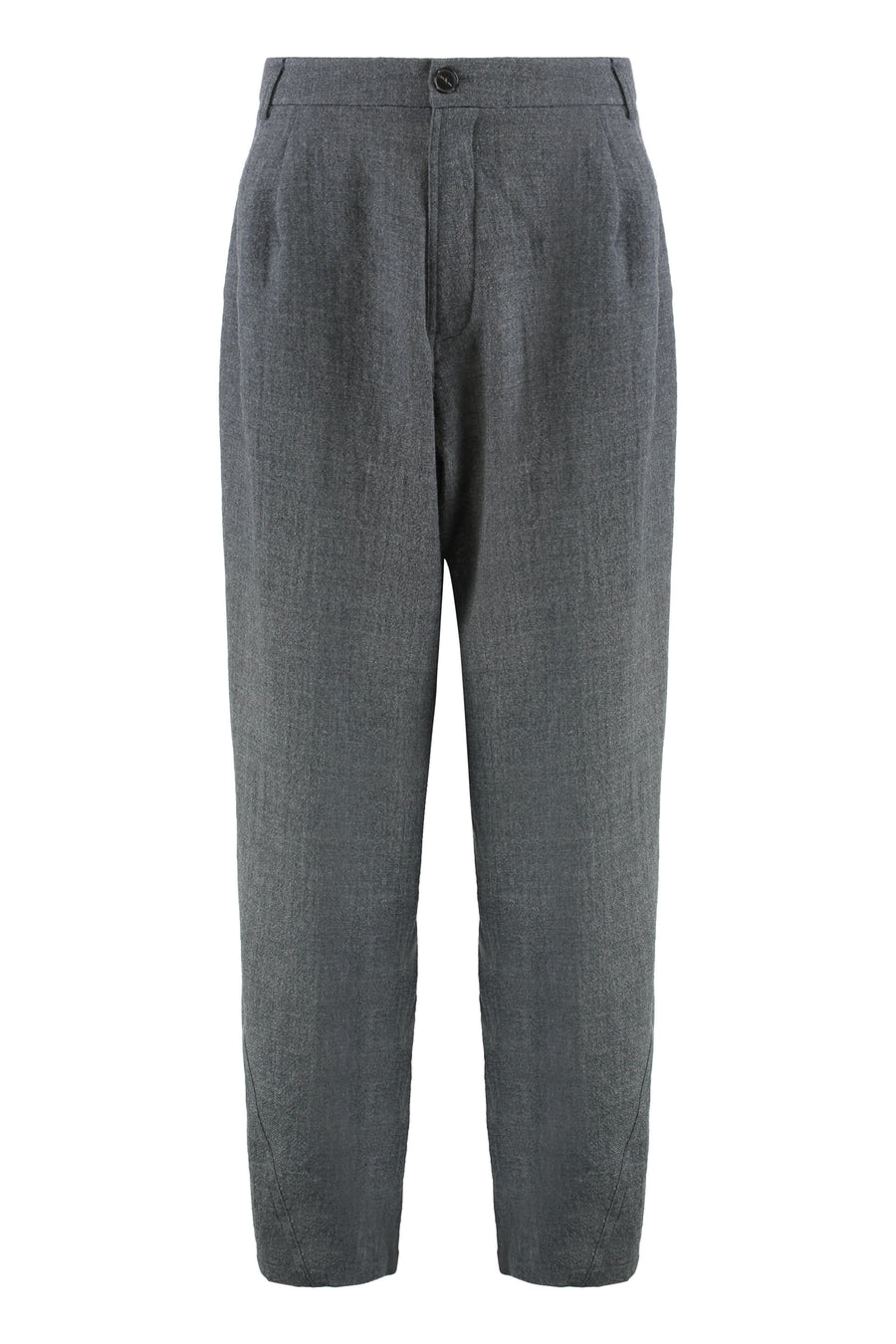 Wool Pants With Tapered Cut Grey Wide-leg Trousers