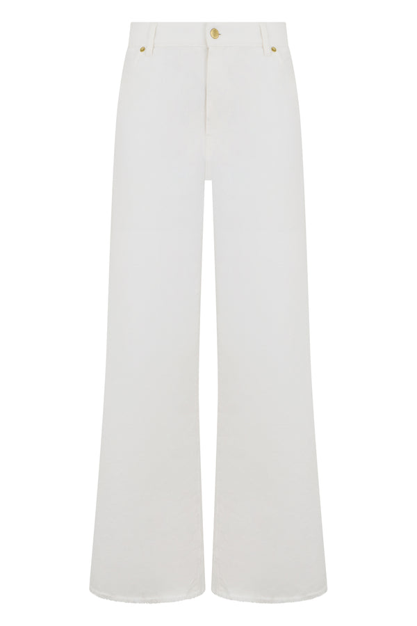 Wide-Leg Jeans White Cotton