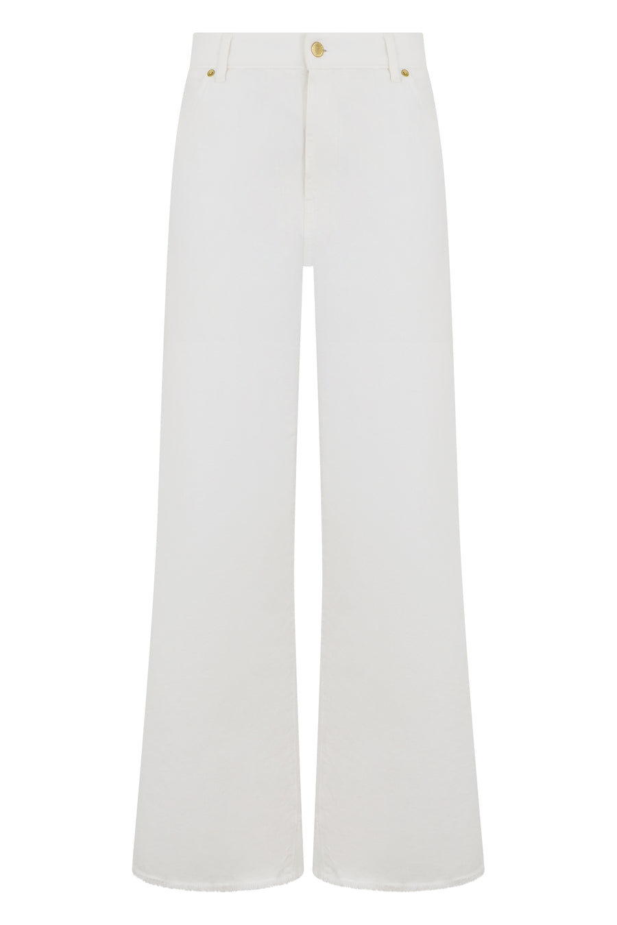 Wide-Leg Jeans White Cotton