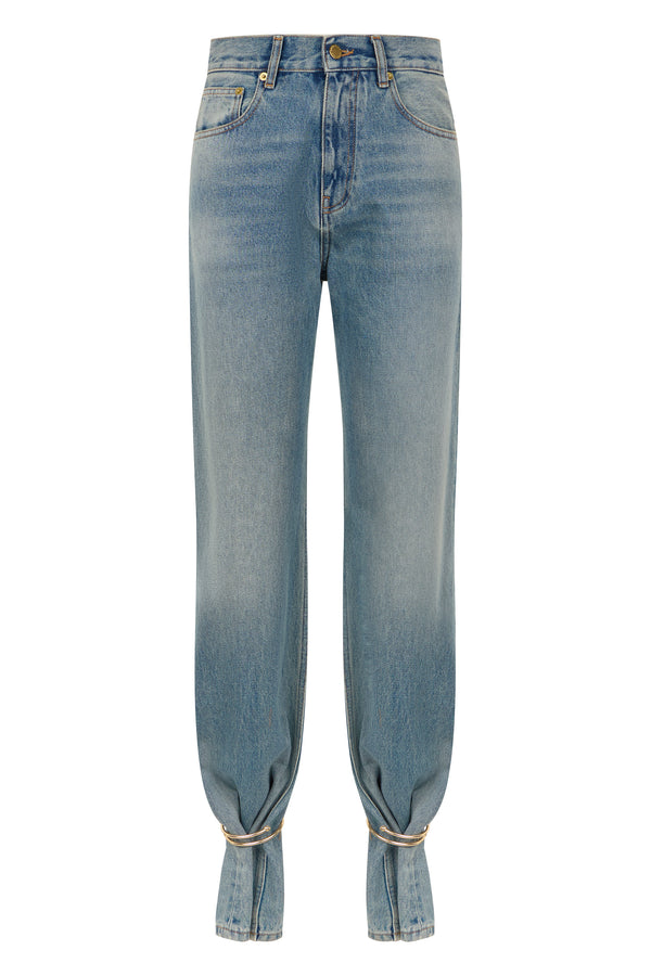 Straight-Leg Jeans Light Blue Cotton