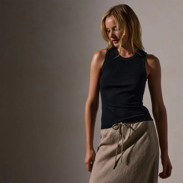 James Perse Cotton-cashmere blend tank top in black