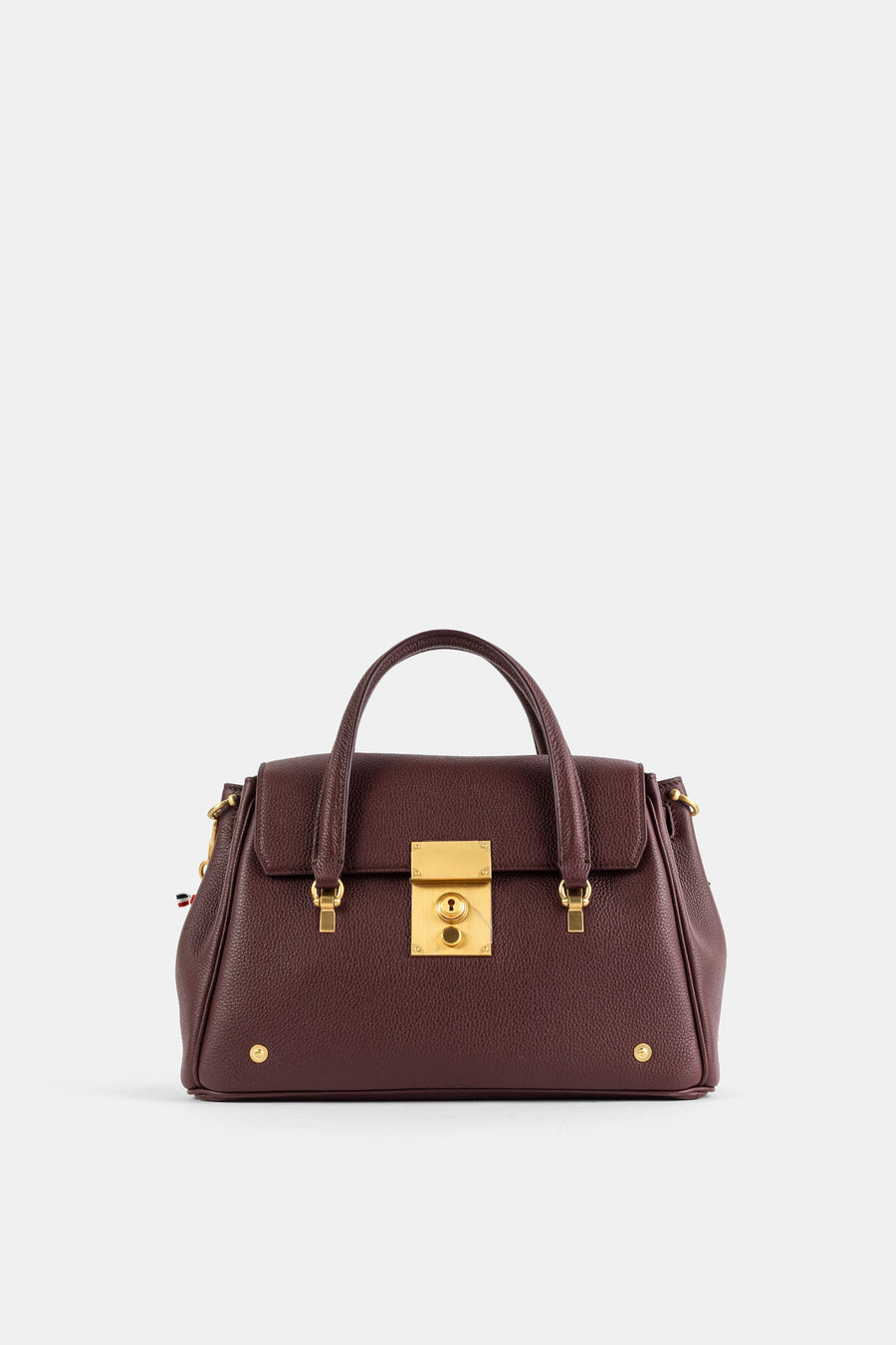 Thom Browne Soft grained leather top handle bag in burgundy