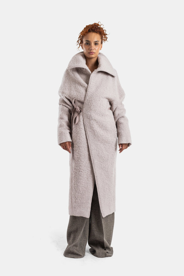 Manteau Ceinturé Dracucollar Rose Pink Coat