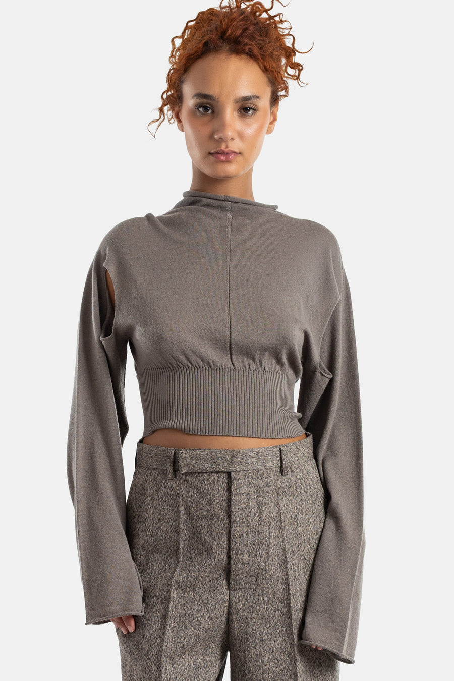 Con Cropped Top Dust Gray