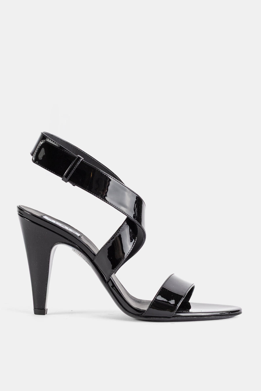 Maison AlaïA Black patent calfskin heel sandal in black