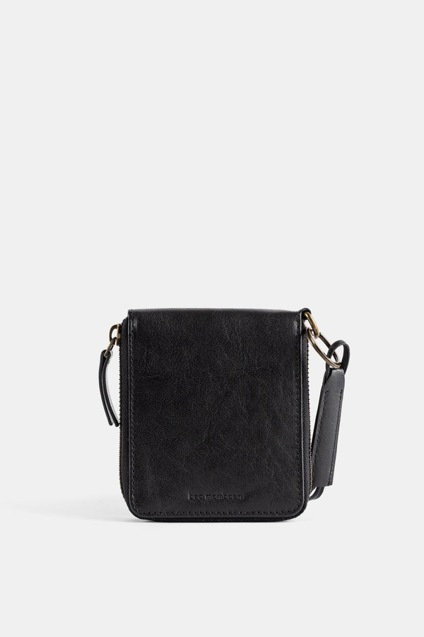 Bea Mombaers Aged black buffalo leather wallet in black