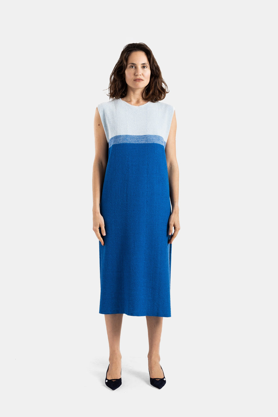 Bielo Double-faced terry pile dress in blue