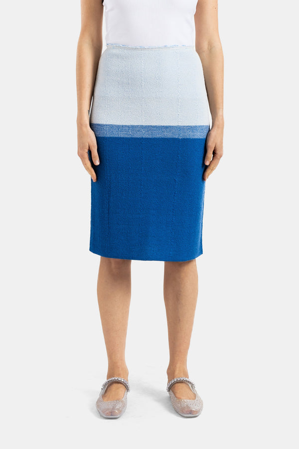 Bielo Textured bouclé knit skirt in blue