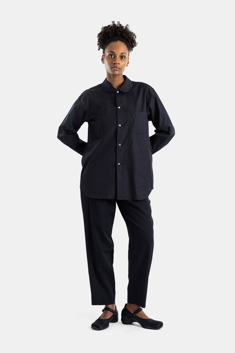 Comme des Garçons Dense cotton trousers in black