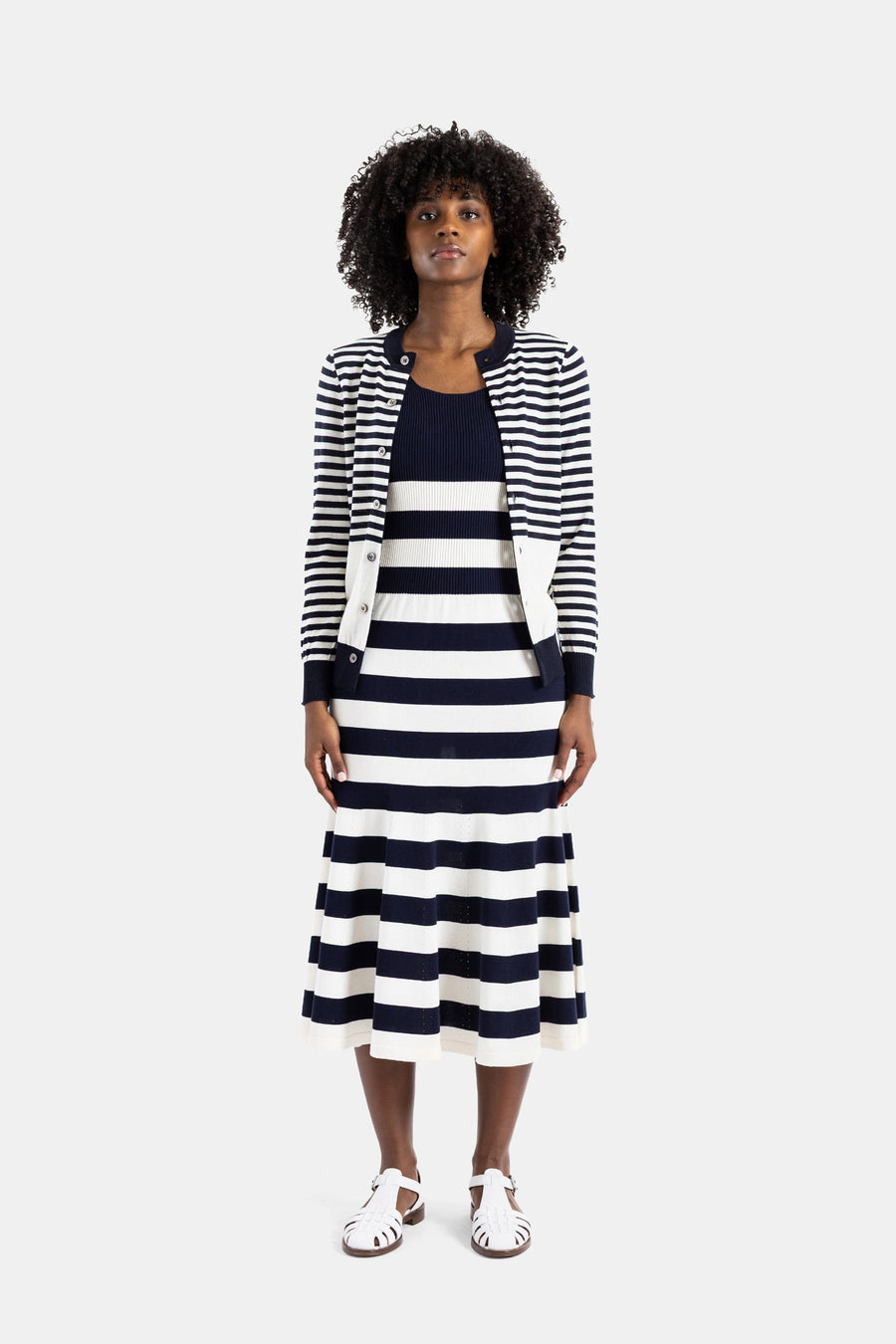 Junya Watanabe Ribbed knitwear dress in navy