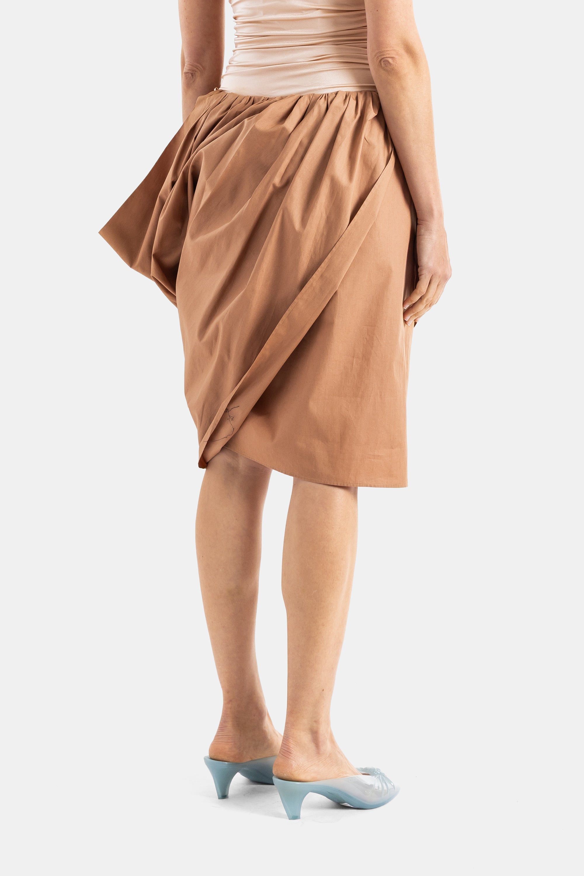 Camel Draped Midi Skirt Beige Jupes
