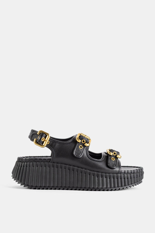 Chloé Leather platform sandal in black