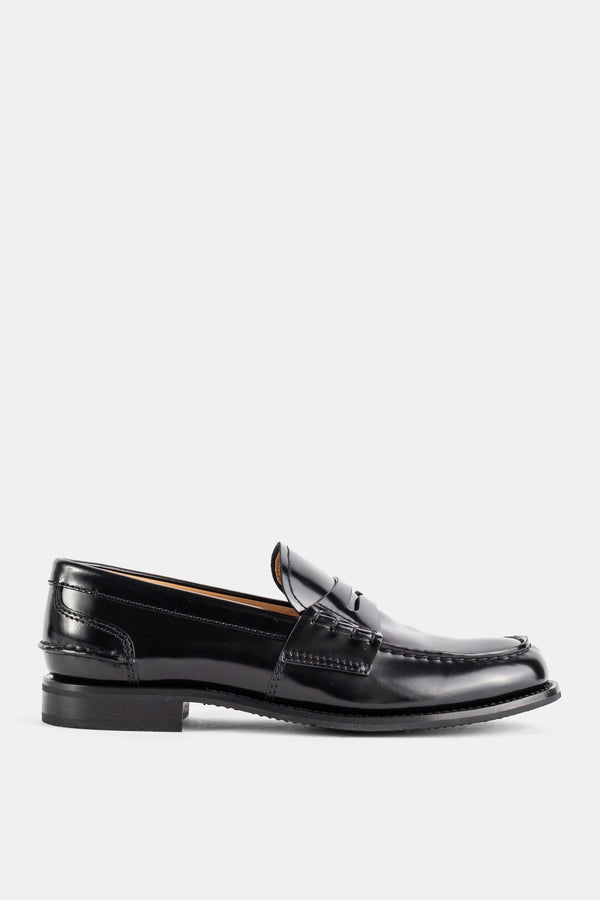 Church'S Polished smoked calf leather loafer in black