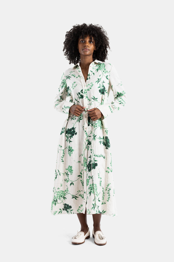 Erdem Linen shirt dress in green
