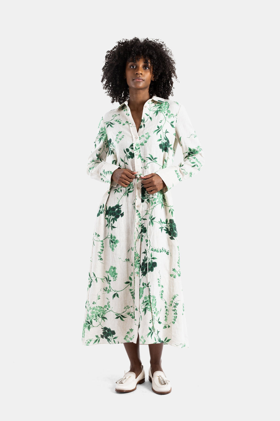 Erdem Linen shirt dress in green