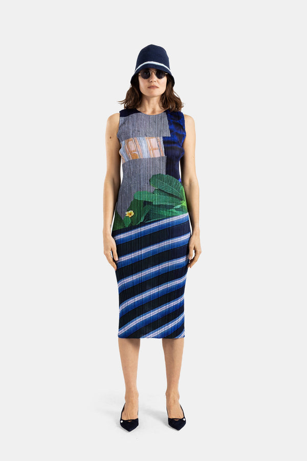 Pleats Please Issey Miyake Polyester dress in multicolor