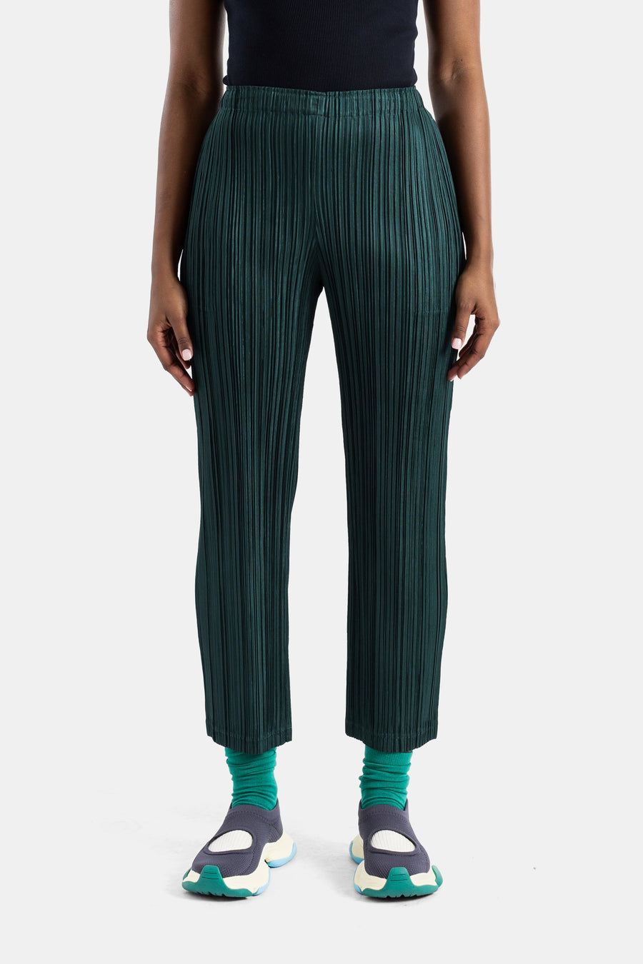 Pleats Please Issey Miyake trousers in green — view 2
