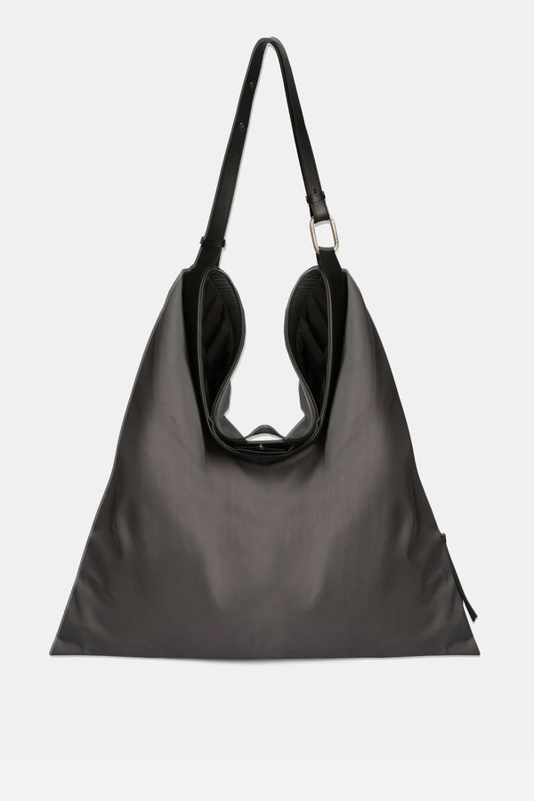 Jil Sander Polyurethane-coated nylon hobo bag in gray