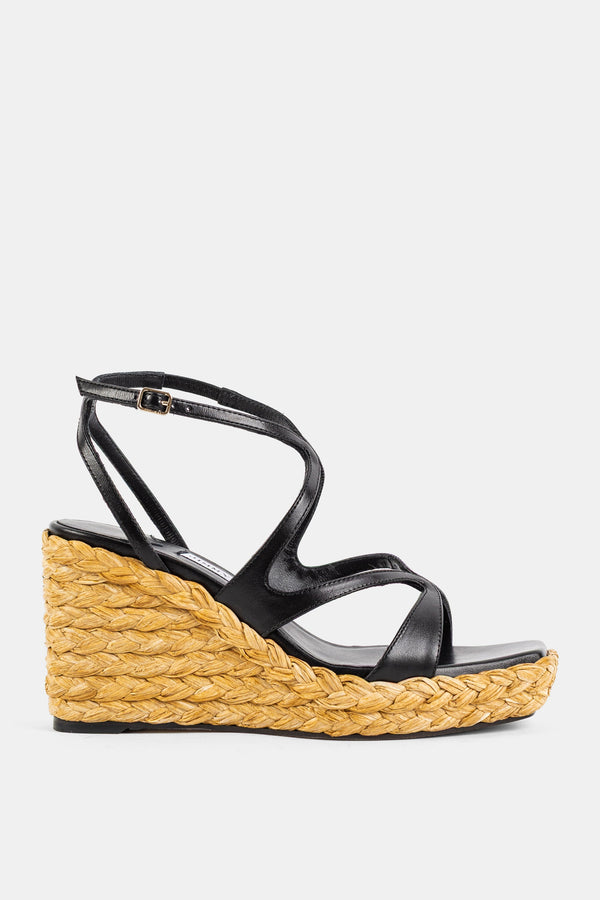 Jimmy Choo Black calf leather upper sandal in black