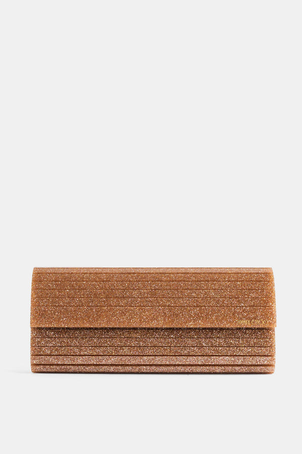 Jimmy Choo Glitter acrylic clutch in rose gold