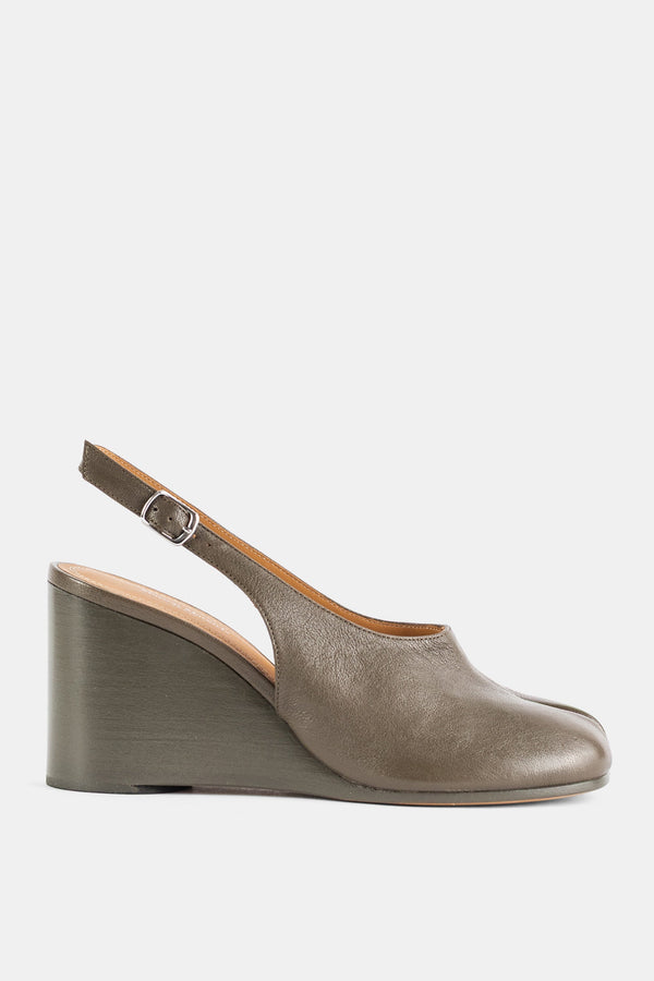 Maison Margiela Nappa leather wedge slingback in khaki