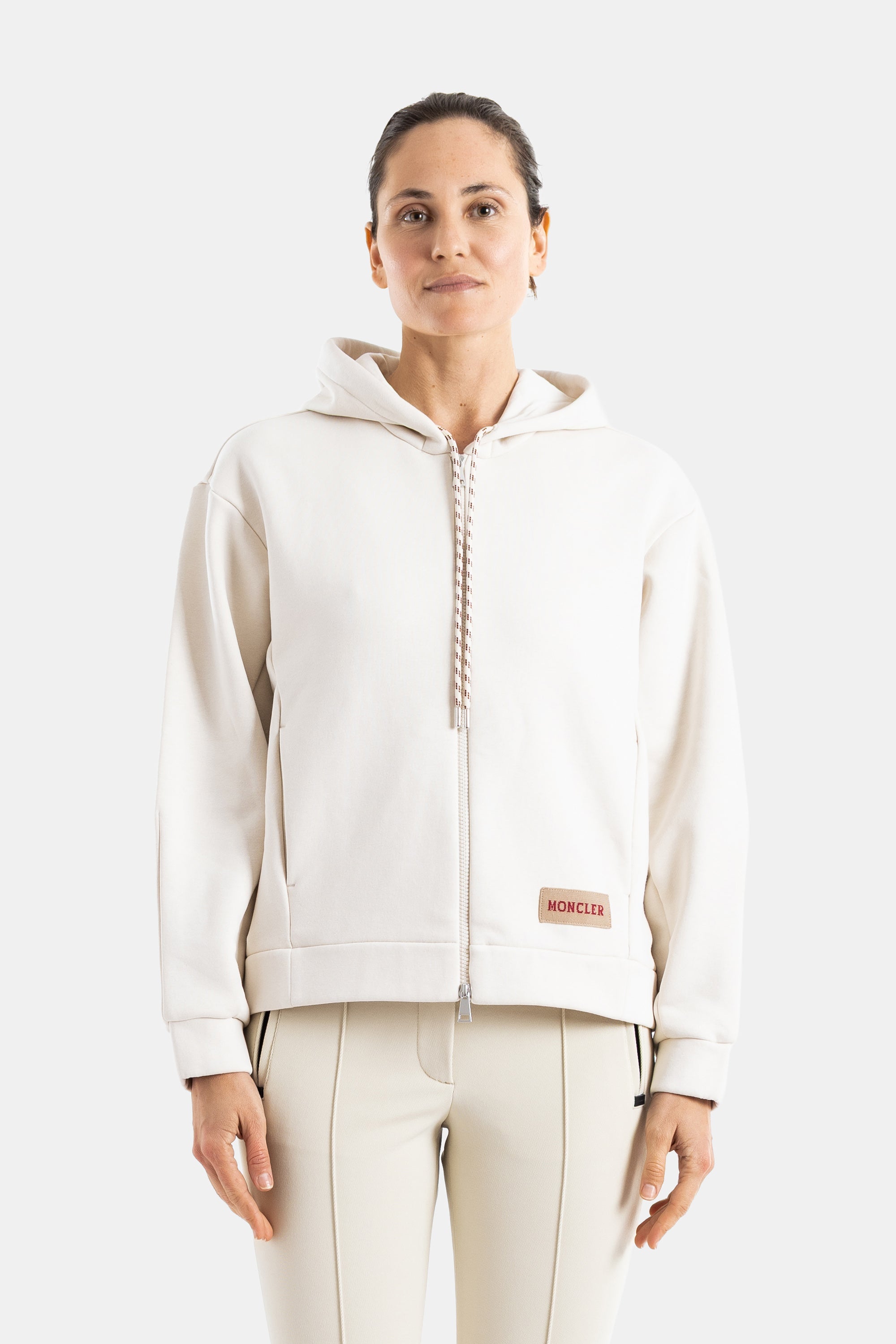 Ecru Zipped Hoodie Beige Vestes