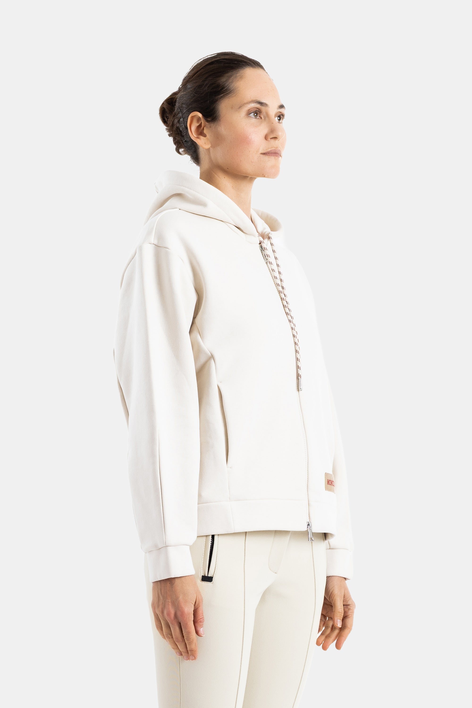 Ecru Zipped Hoodie Beige Vestes