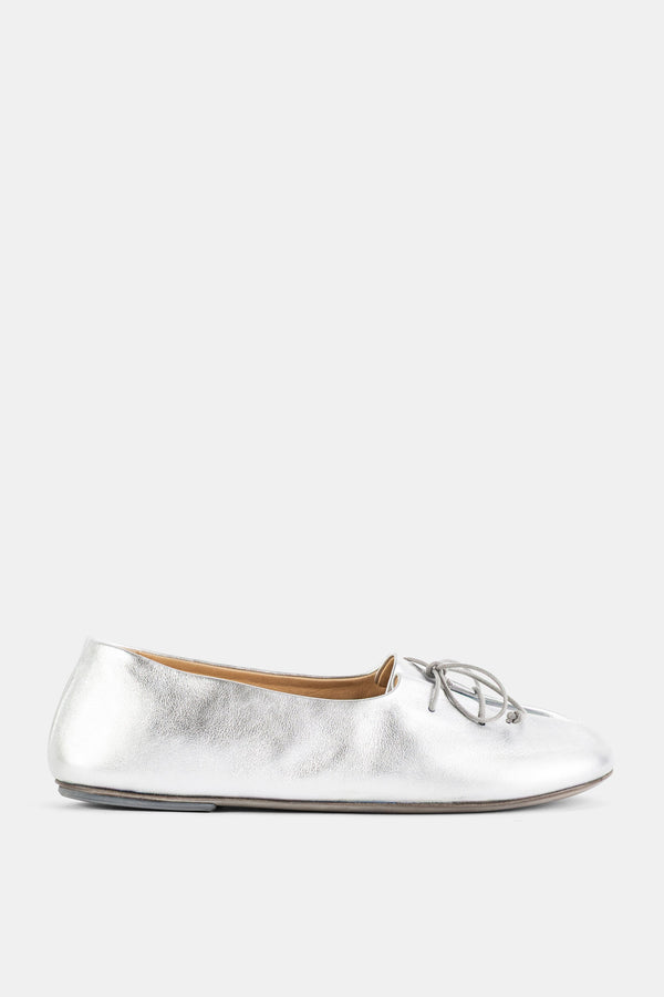 Marsell Silver metallic goat leather flat in silver