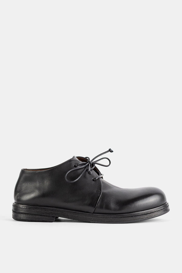 Marsell Smooth black calfskin leather derby flat in black