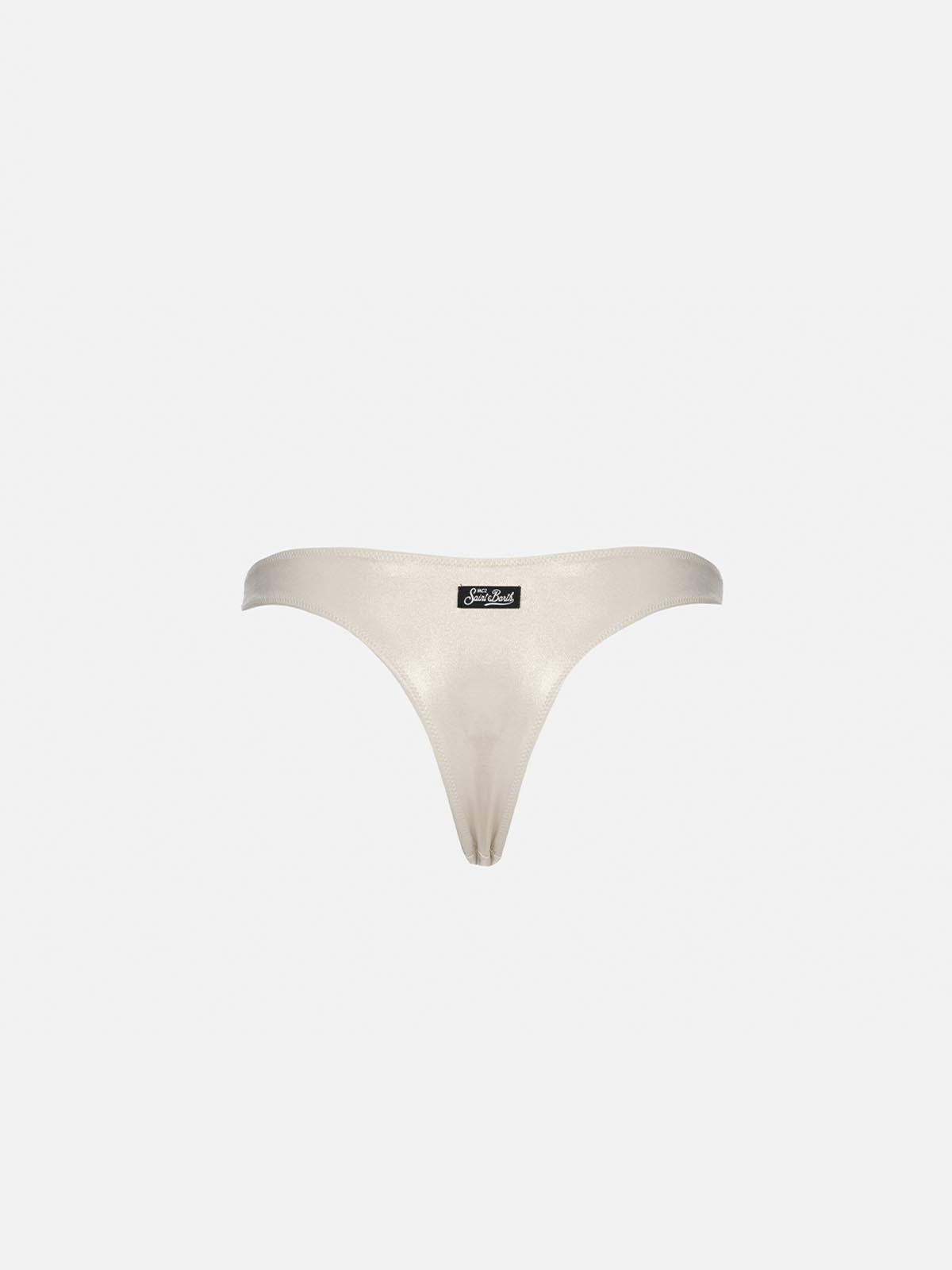 Naomi Gold Foil Effect Cheeky Swim Briefs White Bottom