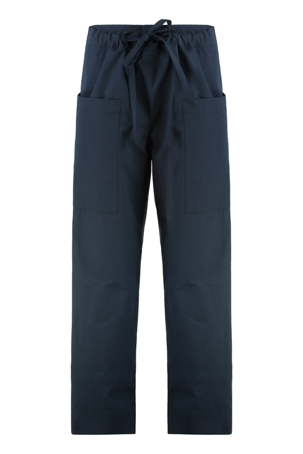 Trousers Poplin Cotton Blue Wide-leg