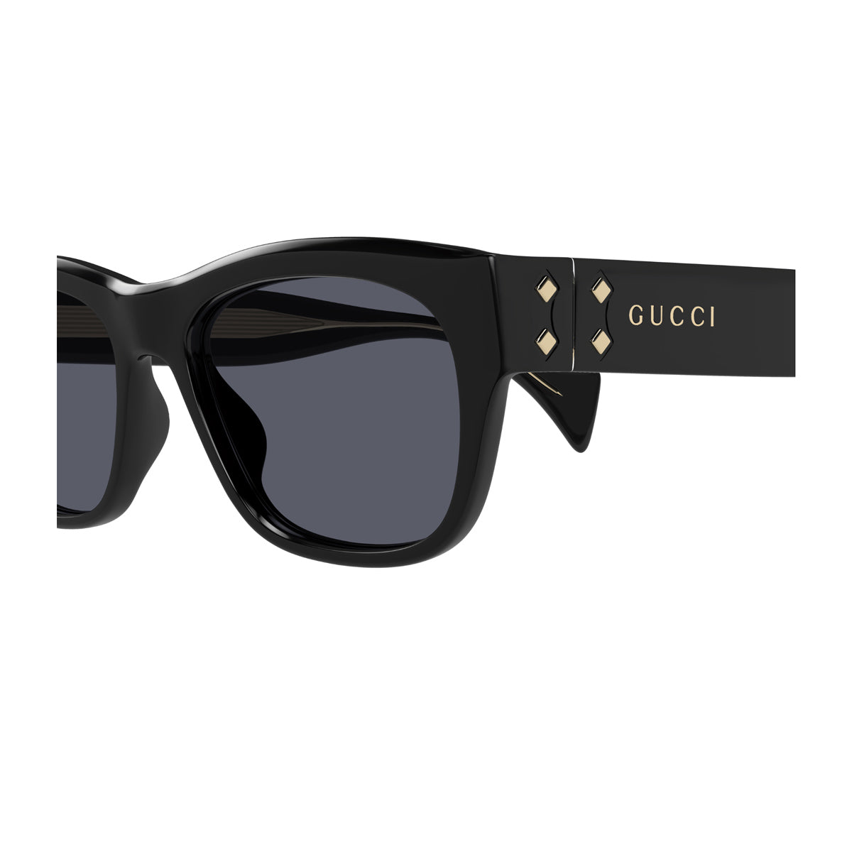 Gucci GG1706S Linea Rivets 001 Black Grey Nero Acetate Occhiali Da Sole