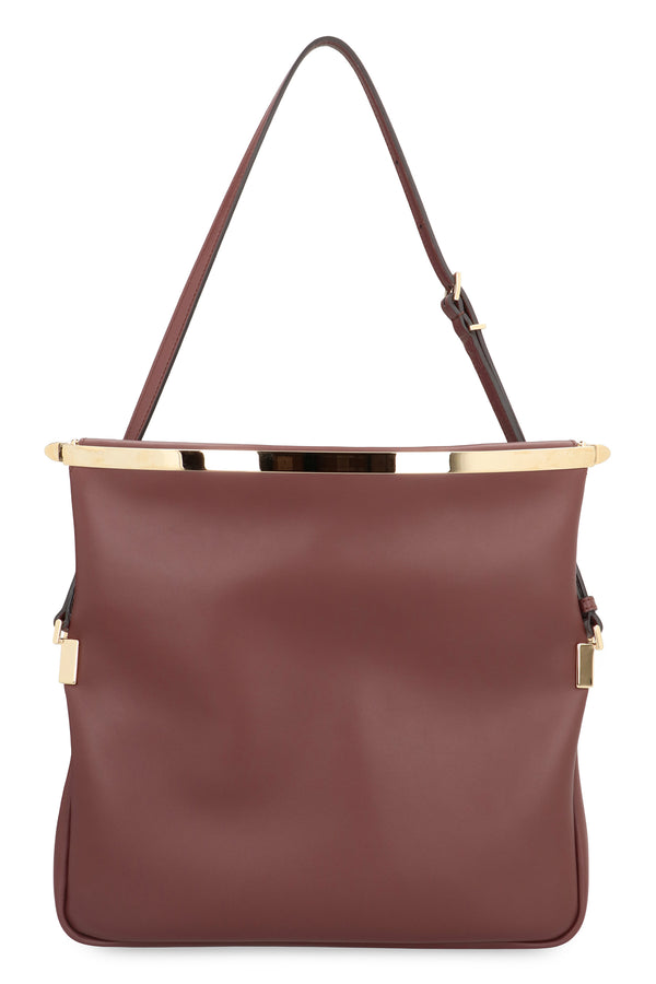 Calf Leather Shoulder Bag Mahogany