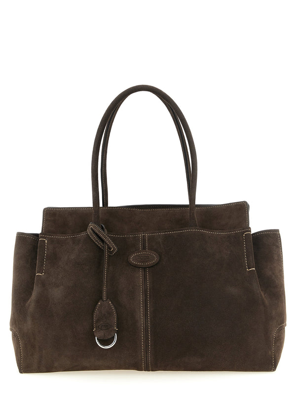 Tod's Suede Shopping Shoulder Bag — Brown