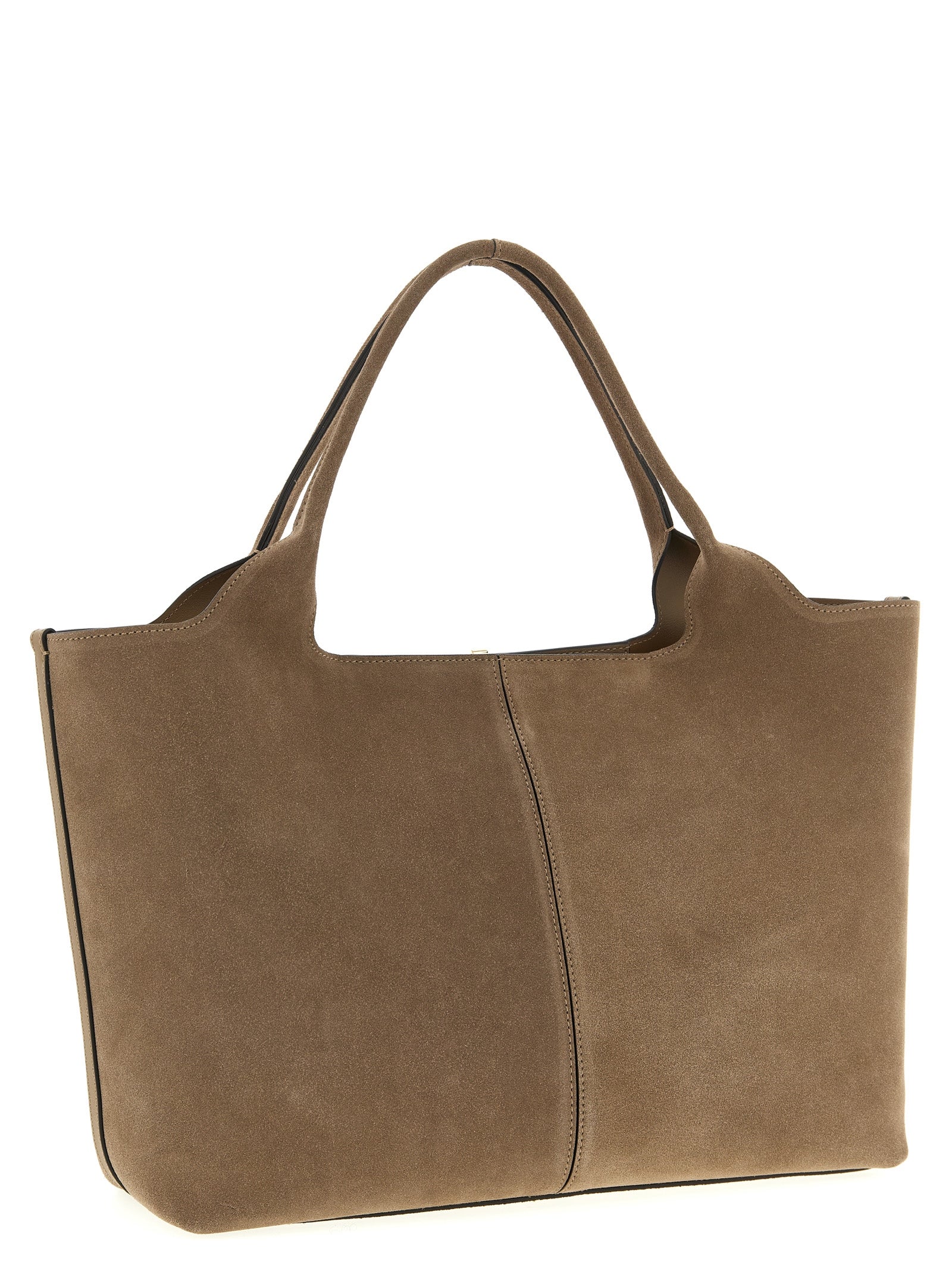Small to medium suede shopping bag Beige Calfskin Leather (bos Taurus) Tote