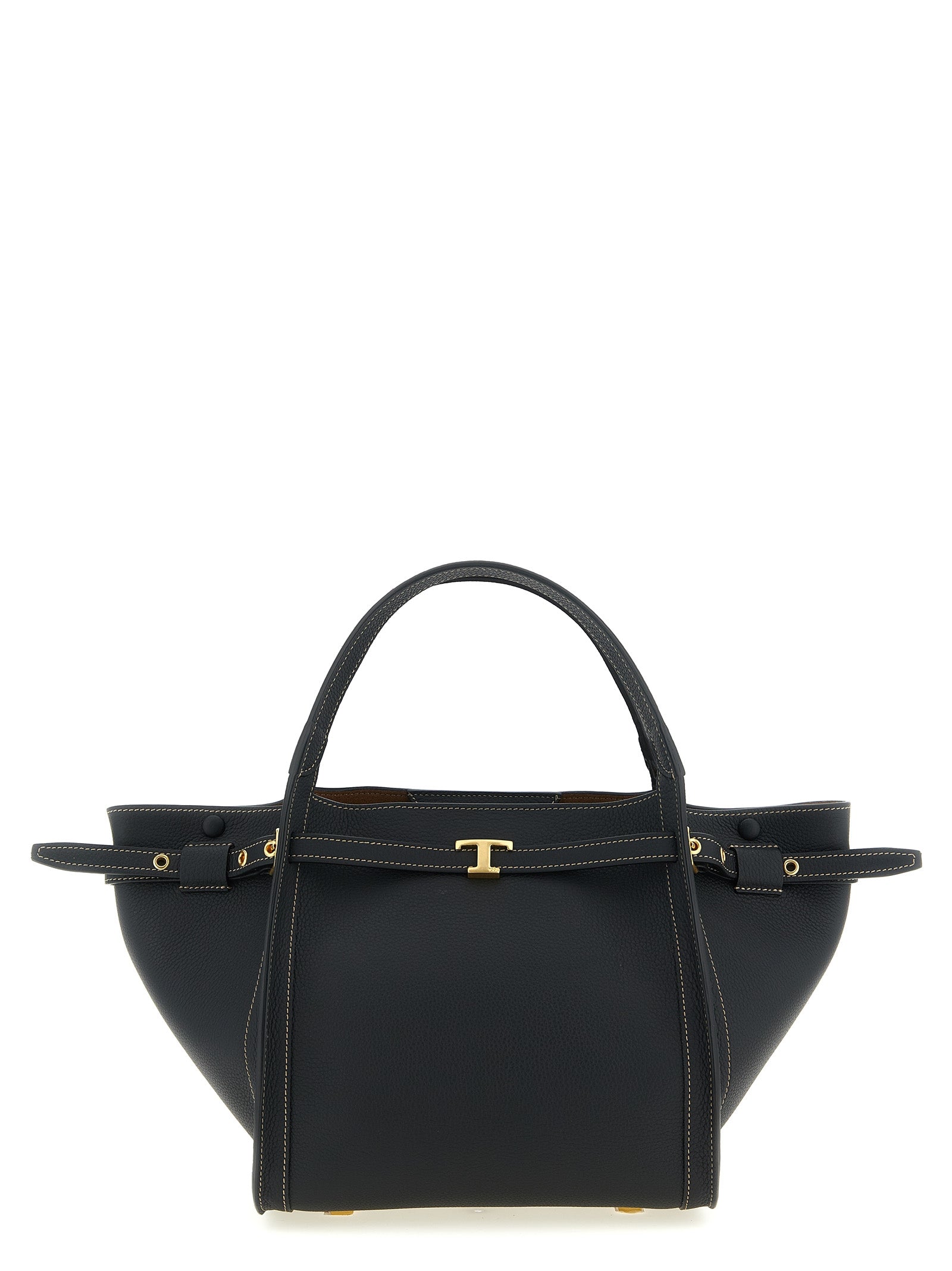 Small Tim shopping bag Black Calfskin Leather (bos Taurus) Tote