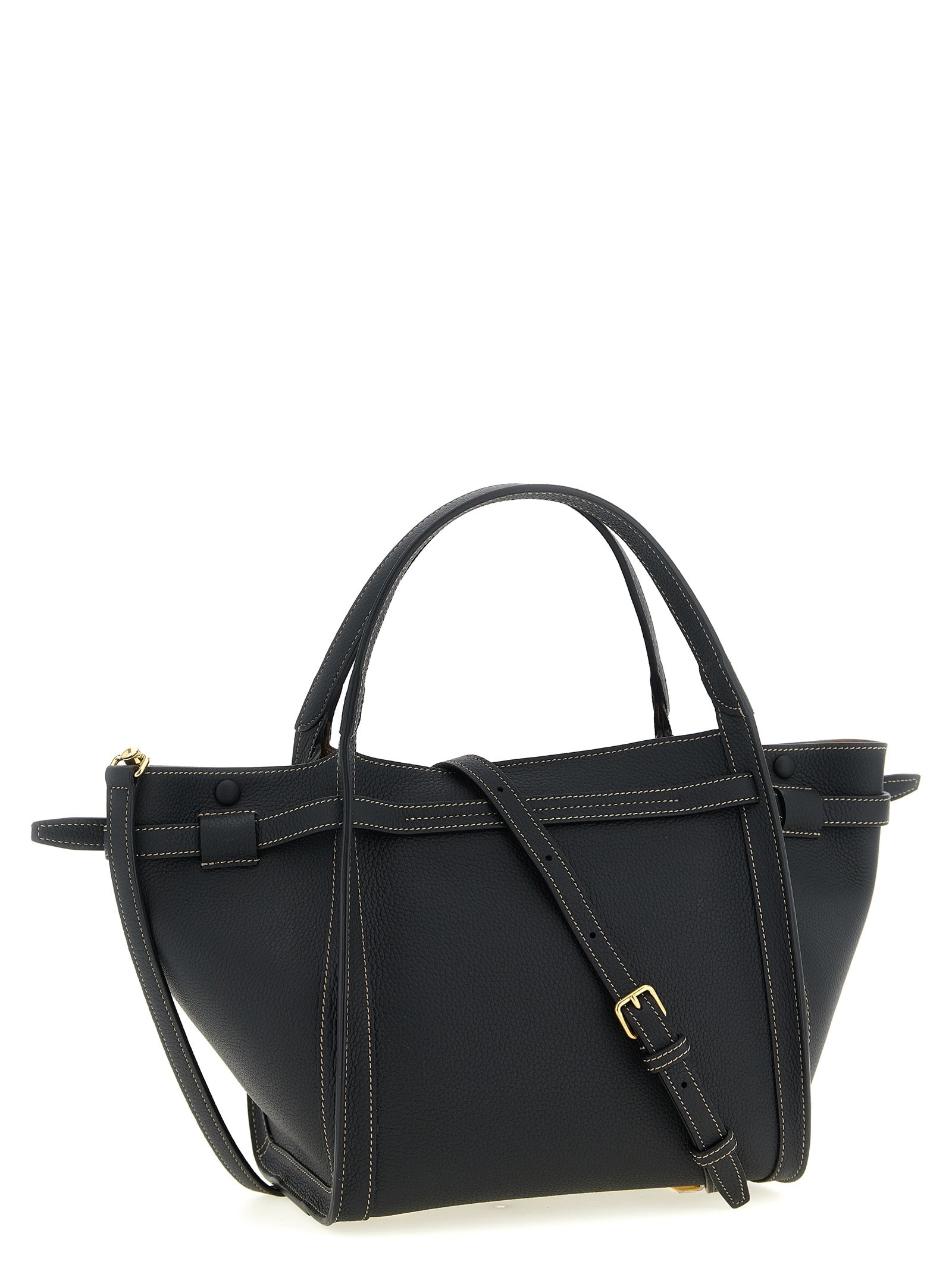 Small Tim shopping bag Black Calfskin Leather (bos Taurus) Tote