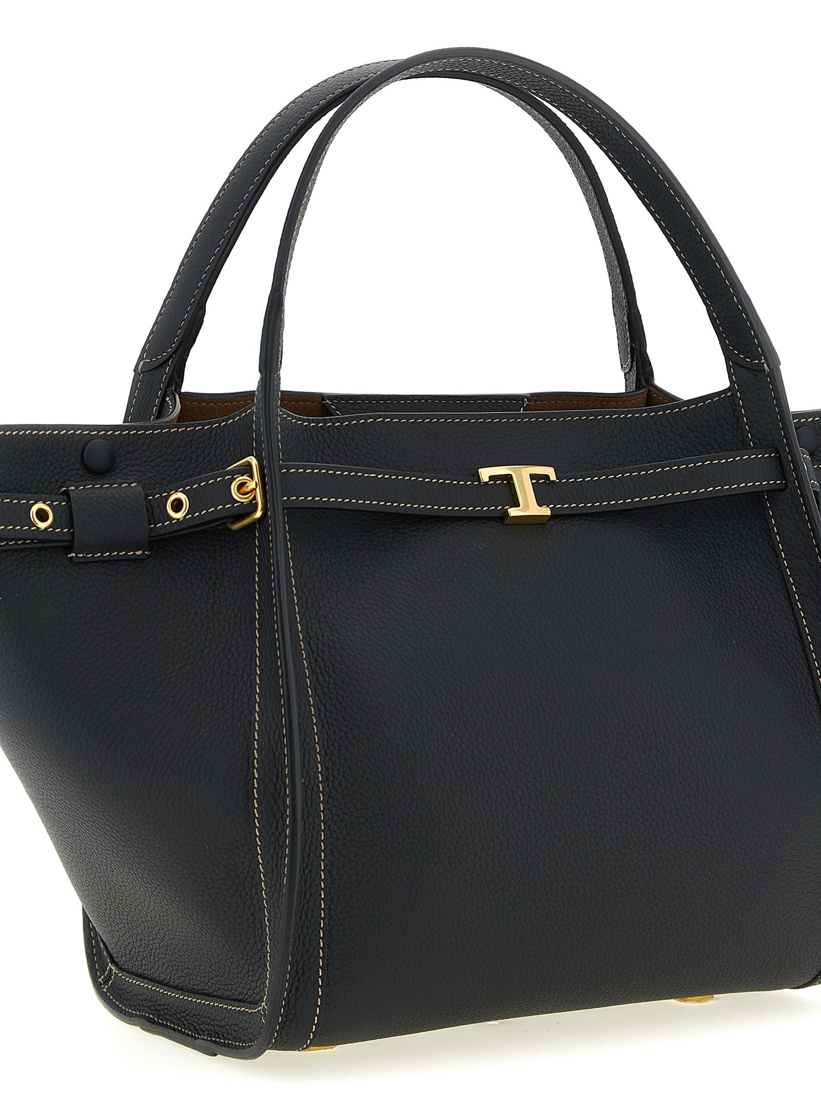 Small Tim shopping bag Black Calfskin Leather (bos Taurus) Tote