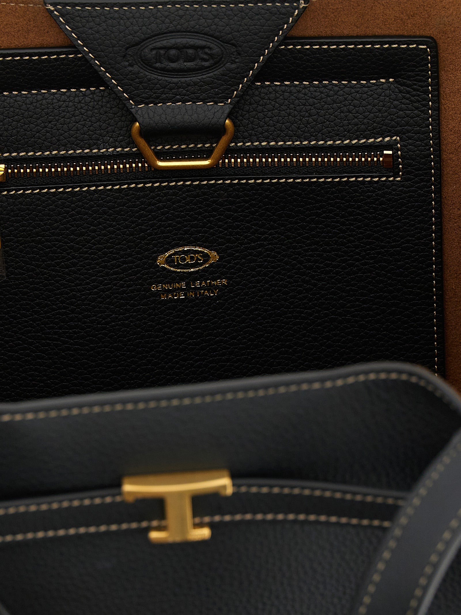 Small Tim shopping bag Black Calfskin Leather (bos Taurus) Tote