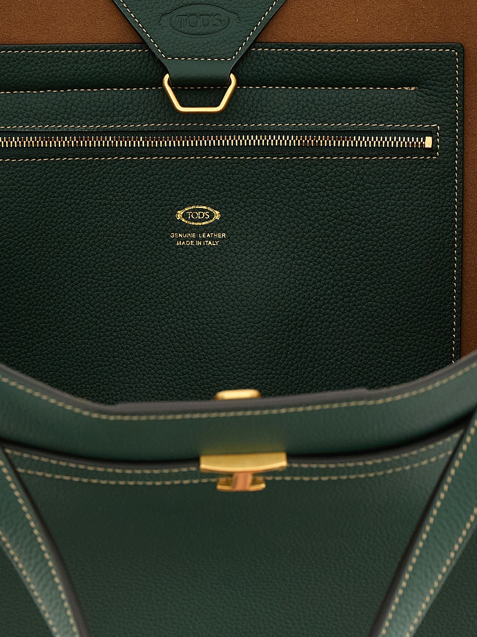 Medium Tim shopping bag Green Calfskin Leather (bos Taurus) Tote