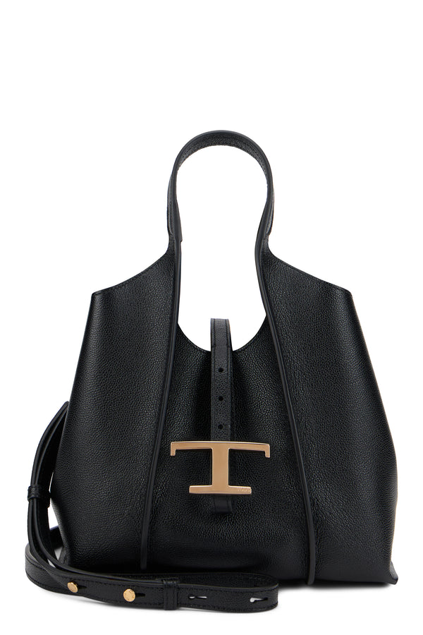 Handbag With Shoulder Strap, Black Calfskin Handbags