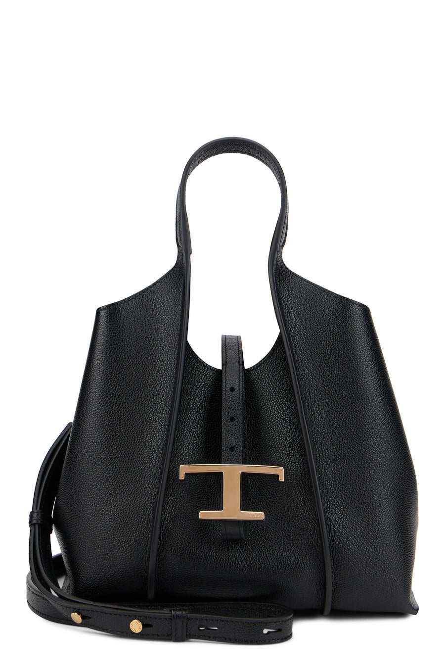 Handbag With Shoulder Strap, Black Calfskin Handbags