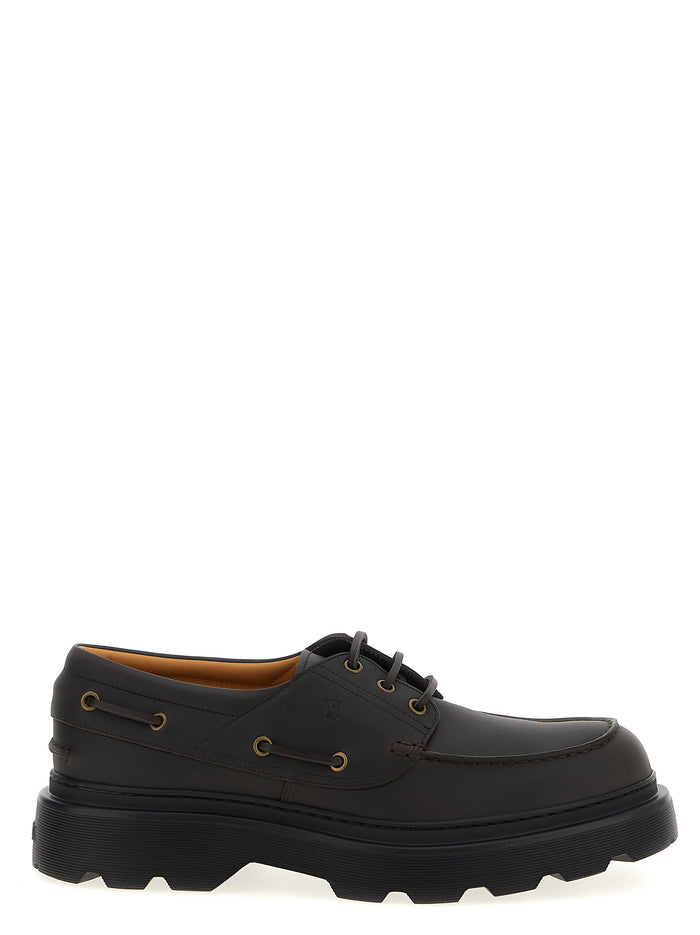 Leather Boat Shoe Brown Calfskin (bos Taurus) Loafers