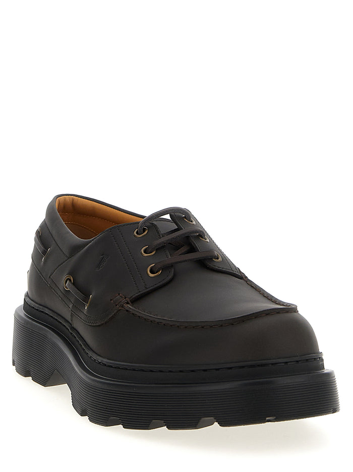 Leather Boat Shoe Brown Calfskin (bos Taurus) Loafers